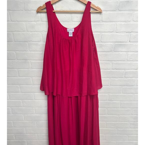 Soft Surroundings Bright Pink Fuchsia Chiffon Sleeveless Flowy Maxi Dress -sz M - Picture 1 of 5